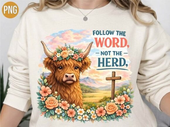Download Highland Cow Christian Cross Flowers PNG - Flowers Collection