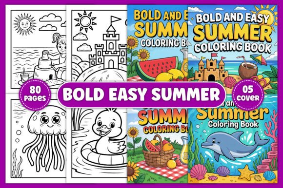 Download Bold and Easy Summer Coloring Book - Summer coloring Collection