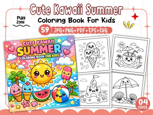 Download Kids - Cute Kawaii Summer Coloring Pages - Summer coloring Collection