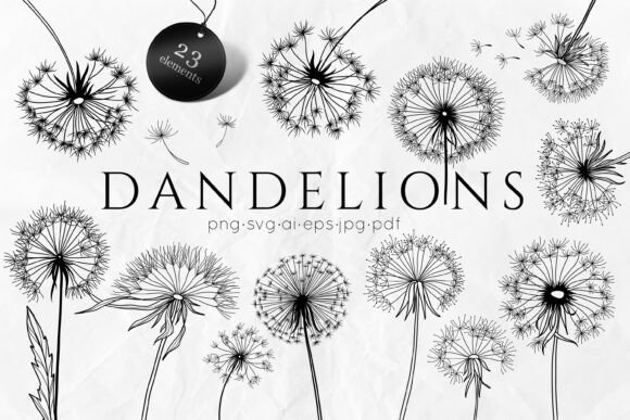 Download Dandelions SVG - Flowers Line Art SVG - Flowers Collection