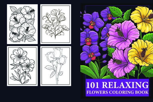 Download 100 Relaxing Flowers Coloring Book - Flowers Collection