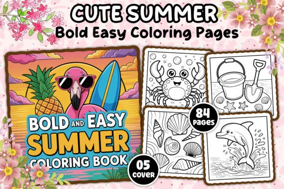 Download Bold and Easy Summer Coloring Book - Summer coloring Collection