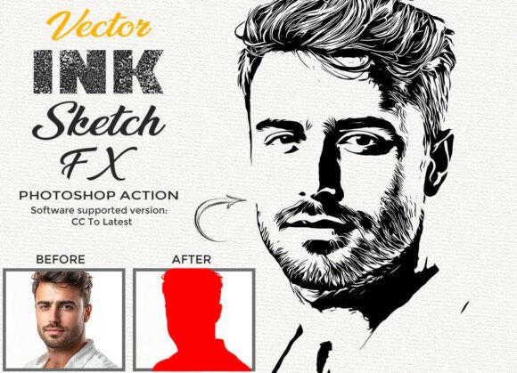 Download Vector Ink Sketch FX Photoshop Action - Sketch Collection