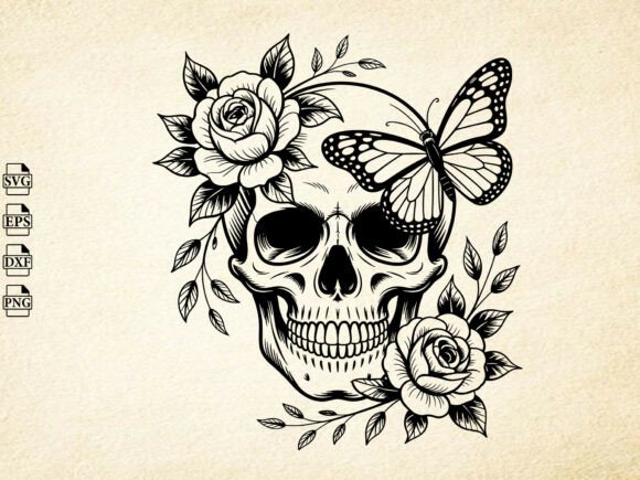 Download Floral Skeleton SVG, Skull with Flowers - Flowers Collection