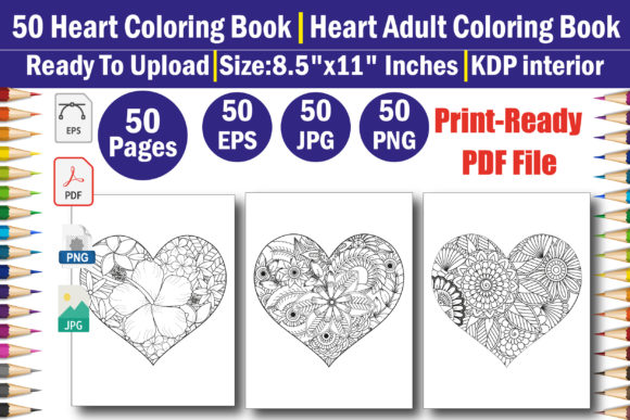 Download Heart Flowers Coloring Book for Adult - Flowers Collection