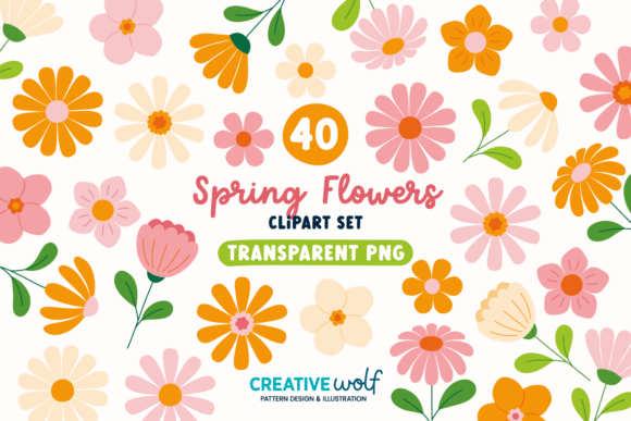 Download Whimsical Spring Flowers Clipart Set - Flowers Collection