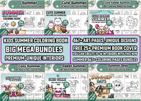 Download KIDS SUMMER COLORING BOOK BIG BUNDLE-KDP - Summer coloring Collection