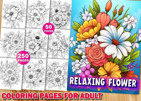 Download 250 Relaxing Flowers Coloring Pages Book - Flowers Collection