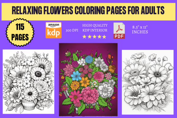 Download Relaxing Flowers Coloring Pages for Adul - Flowers Collection