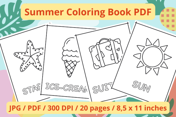 Download Summer Coloring Pages for Toddlers KDP - Summer coloring Collection