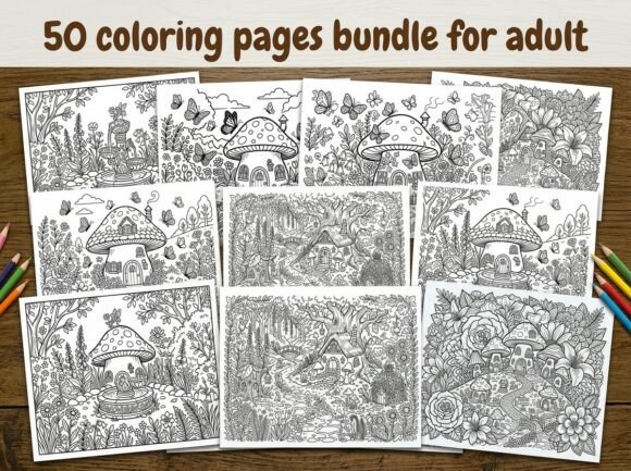Download 50 Fairy Flowers and Mushrooms Coloring - Flowers Collection