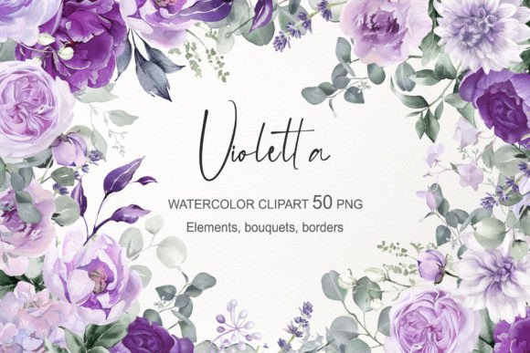 Download Purple Watercolor Flowers Clipart PNG - Flowers Collection