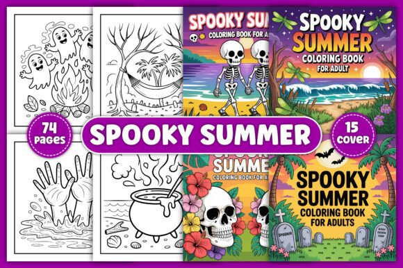 Download Spooky Summer Coloring Page for Adult - Summer coloring Collection