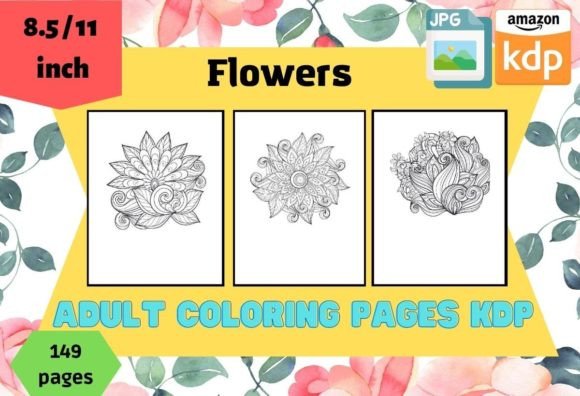 Download Flowers Adult Coloring Pages KDP - Flowers Collection